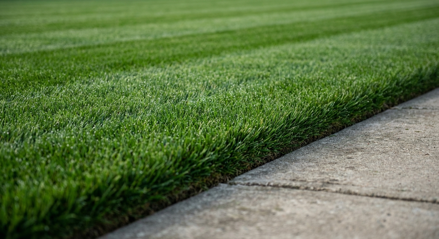Freshly mowed lawn with crisp mowing lines in Elgin IL