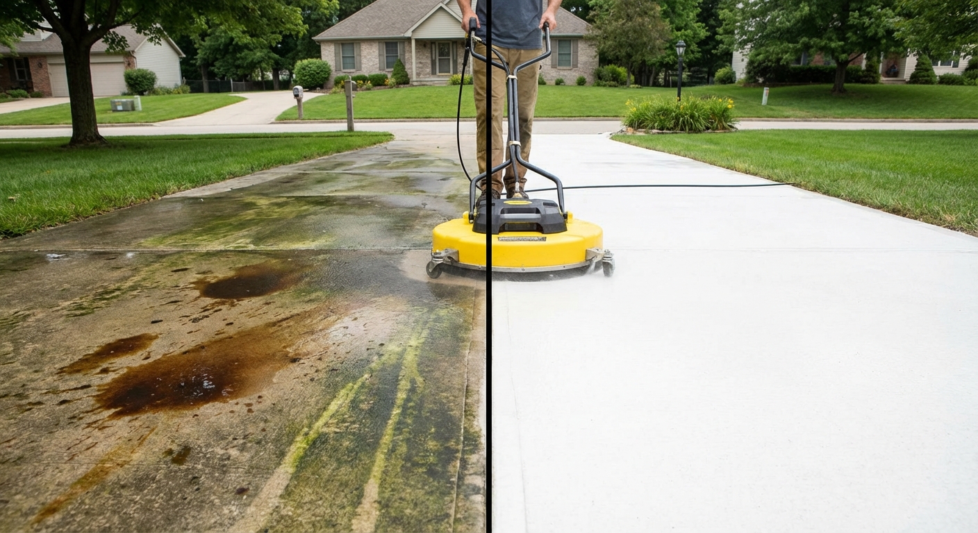 Professional driveway pressure washing in Elgin IL
