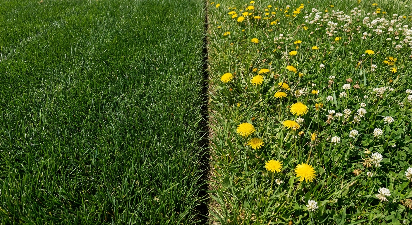 Weed-free lawn after professional fertilization and weed control in Elgin IL